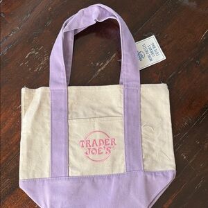 Trader Joe's Lavender and Beige Mini Tote Bag